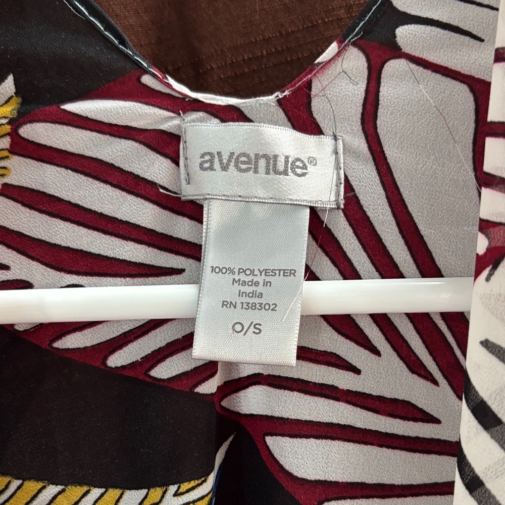 Avenue Floral Leaf Print Open Kimono - Blue, Yellow, Red, Black - Picture 2 of 3